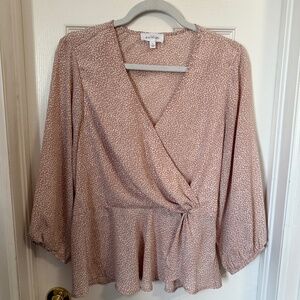 3/4 sleeve mock wrap top